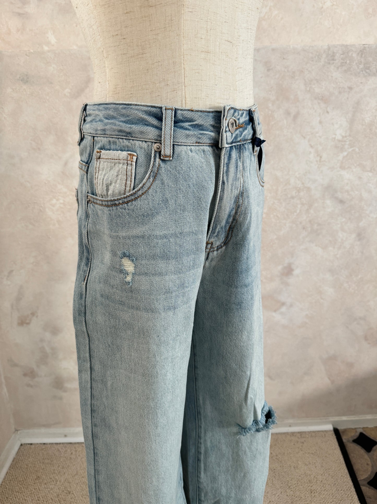Jeans Wide Leg mit Kontrast Tasche
