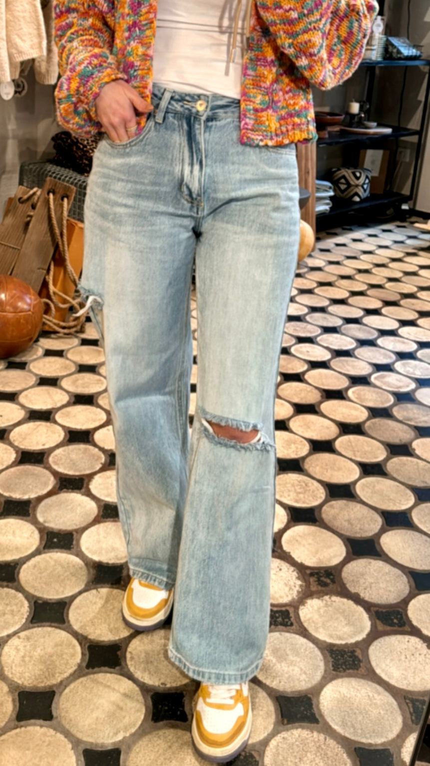 Jeans Wide Leg mit seitlichem Riss